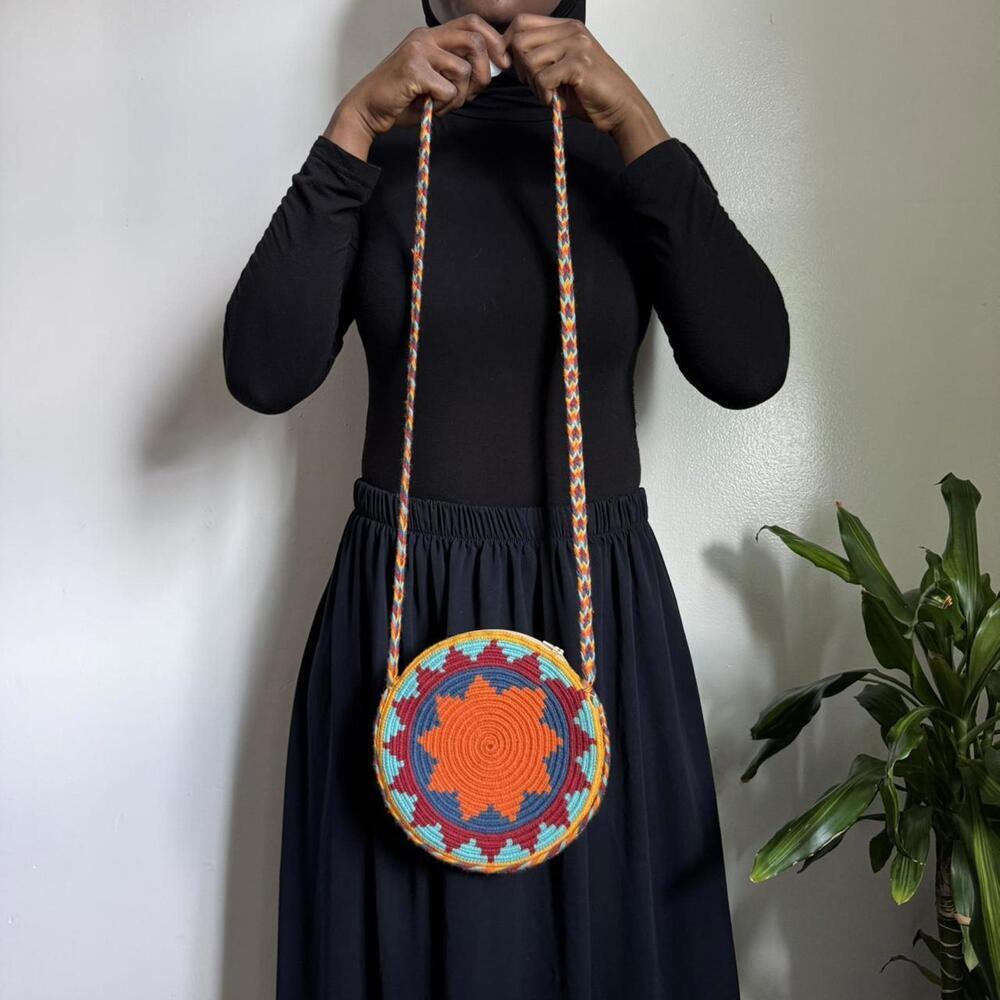 Vintage orange multicolore crochet‎ bag - Picture 3 of 5